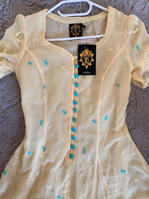 Nishe mgiełka tiulowa żółta kanarkowa szyfon tiul 36 S na lato wesele