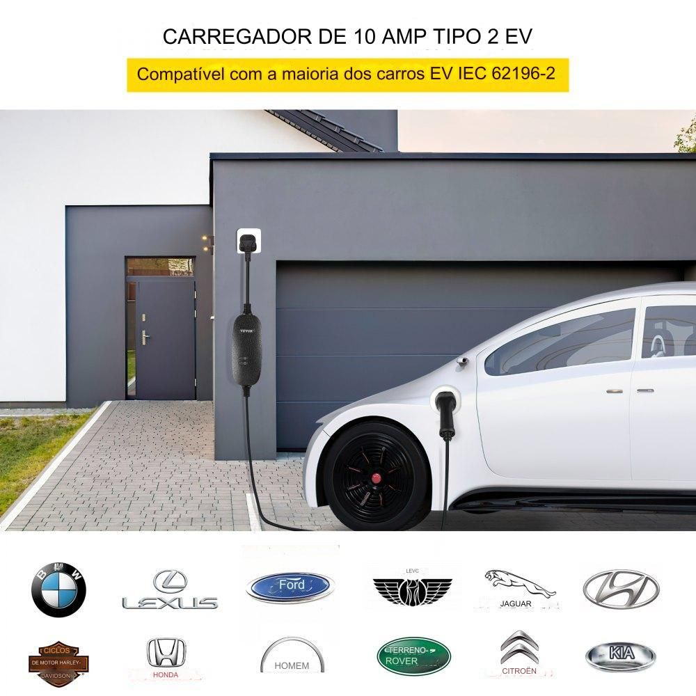 Carregador EV , Cabo de Carregamento 10A