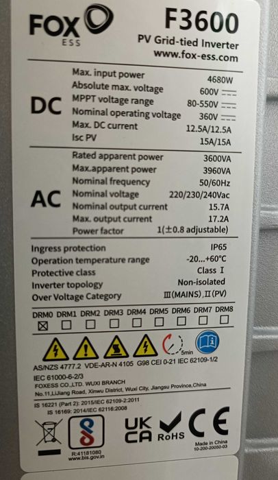 Inversor fotovoltaico FoxESS F-3600