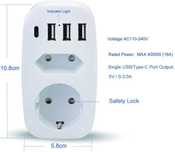 Tomada USB de tomada total 5 V / 3,0 A, tomadas USB 4000 W (16 A)