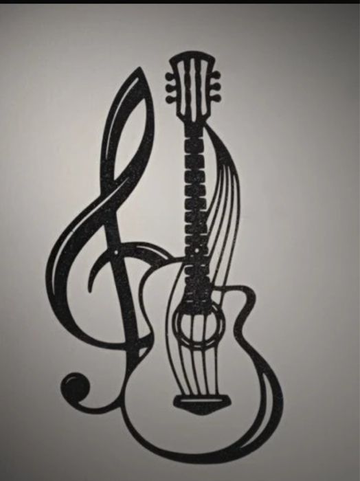 Quadro  Silhueta Musica - nota+viola