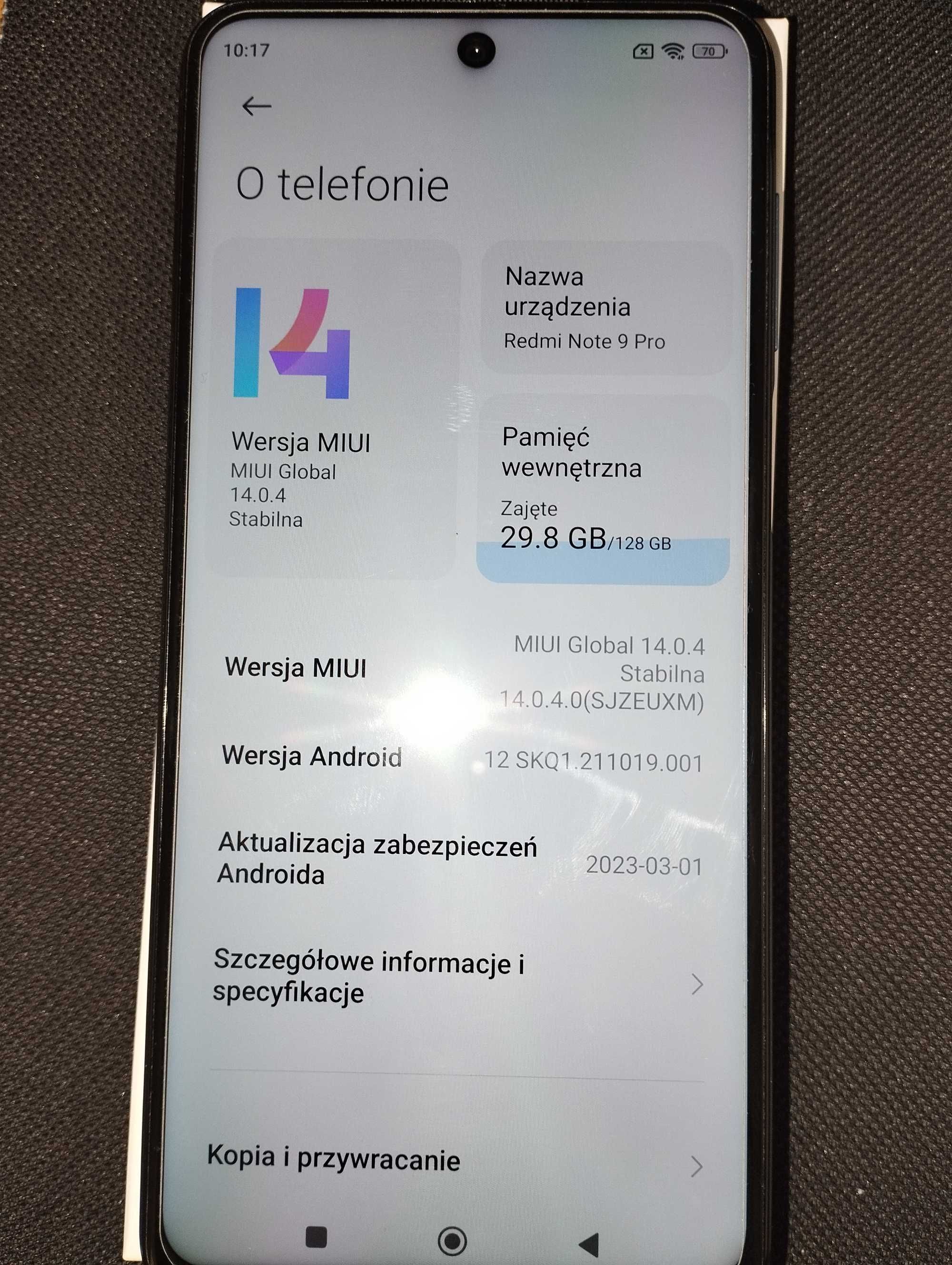 Xiaomi Redmi Note 9 Pro 128GB Stan idealny