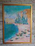 Obraz na płótnie -The Beach and the Falaise, Claude Monet, 50x70cm