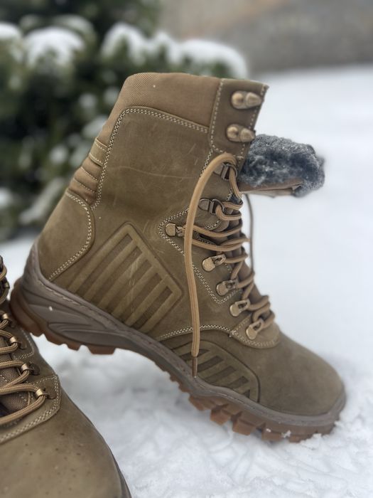 Зимові берці з хутром / натуральна шкіра / койот / є опт /Берцы зимние