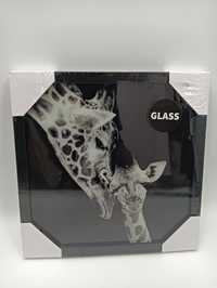 Obraz szklany czarno biały Żyrafy 28x28cm