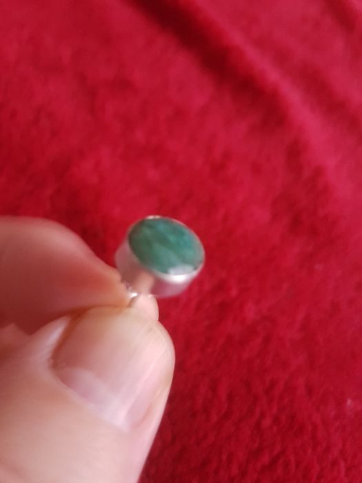 Пусаны с Индийским изумрудом из стерлингового  серебра