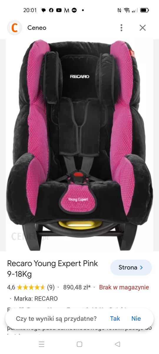 Fotelik Recaro Young Expert samochodowy 9-18kg