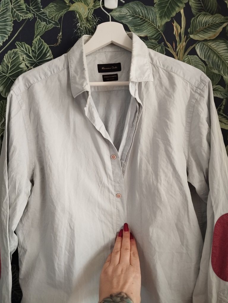 Massimo Dutti błękitna koszula damska casual L łaty super materiał
