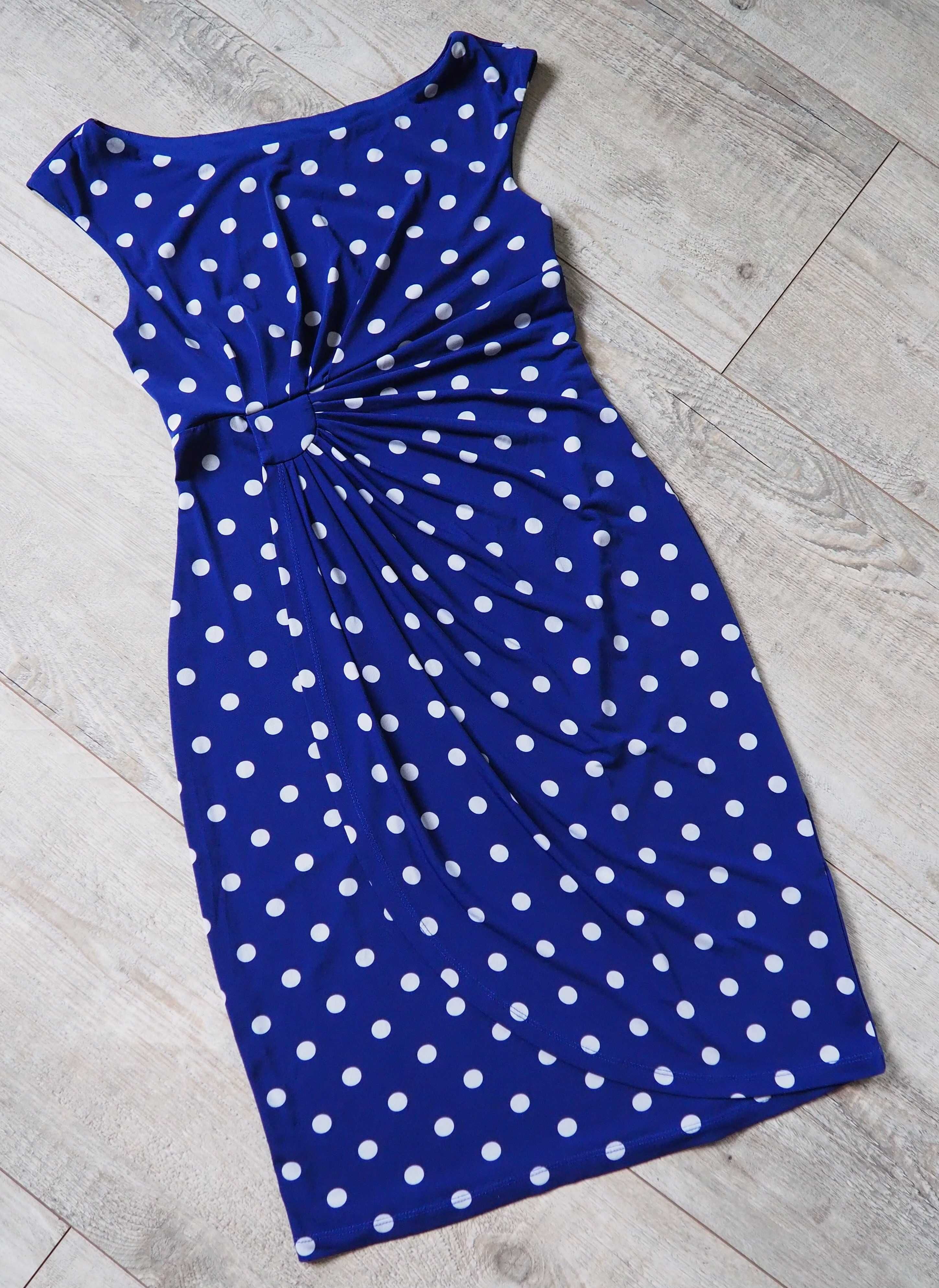 Connected Apparel_polka dot blue dress_rozmiar S/M
