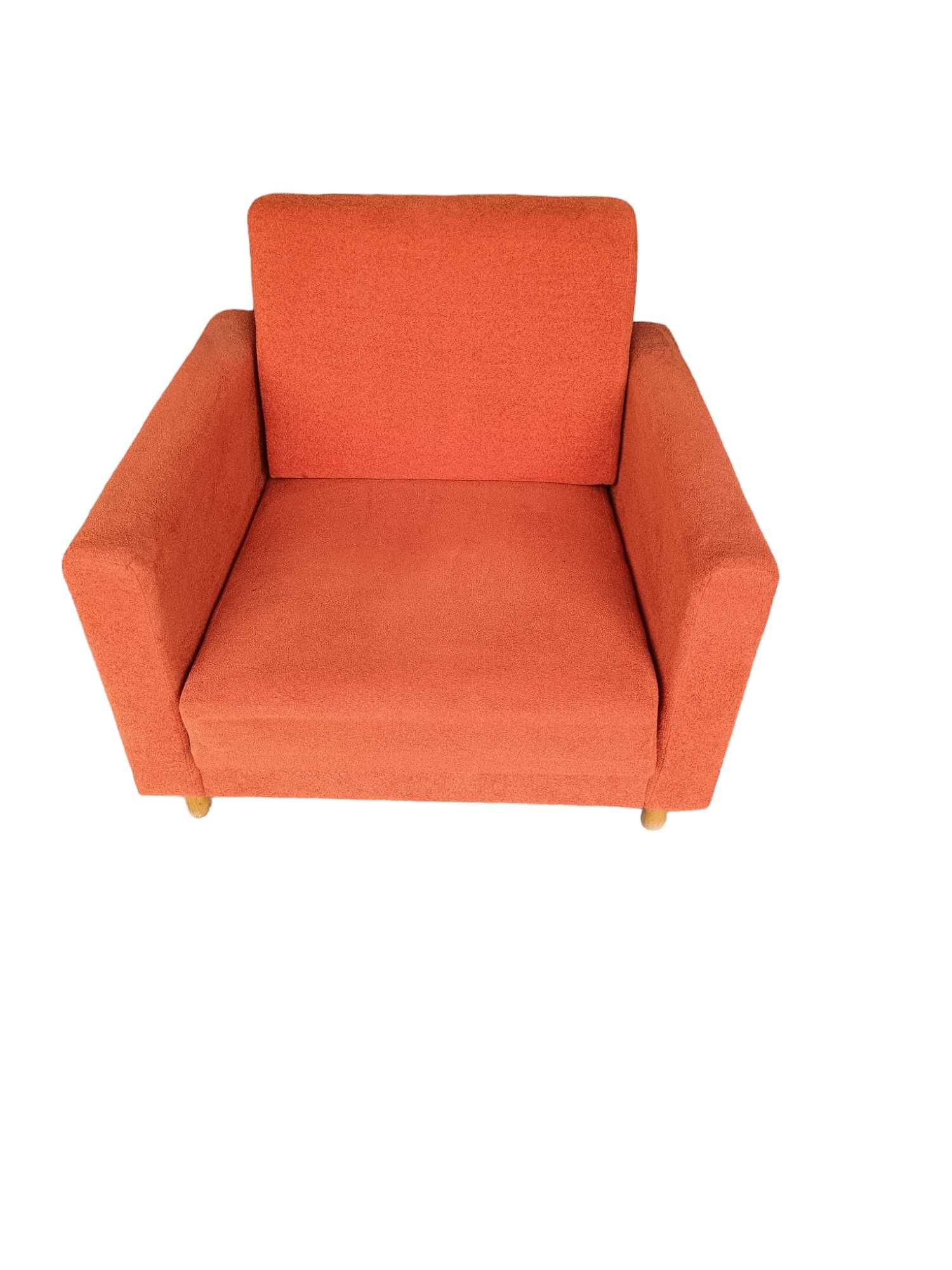 Fotel rozkładany do spania pomarańczowy retro + podnóżek