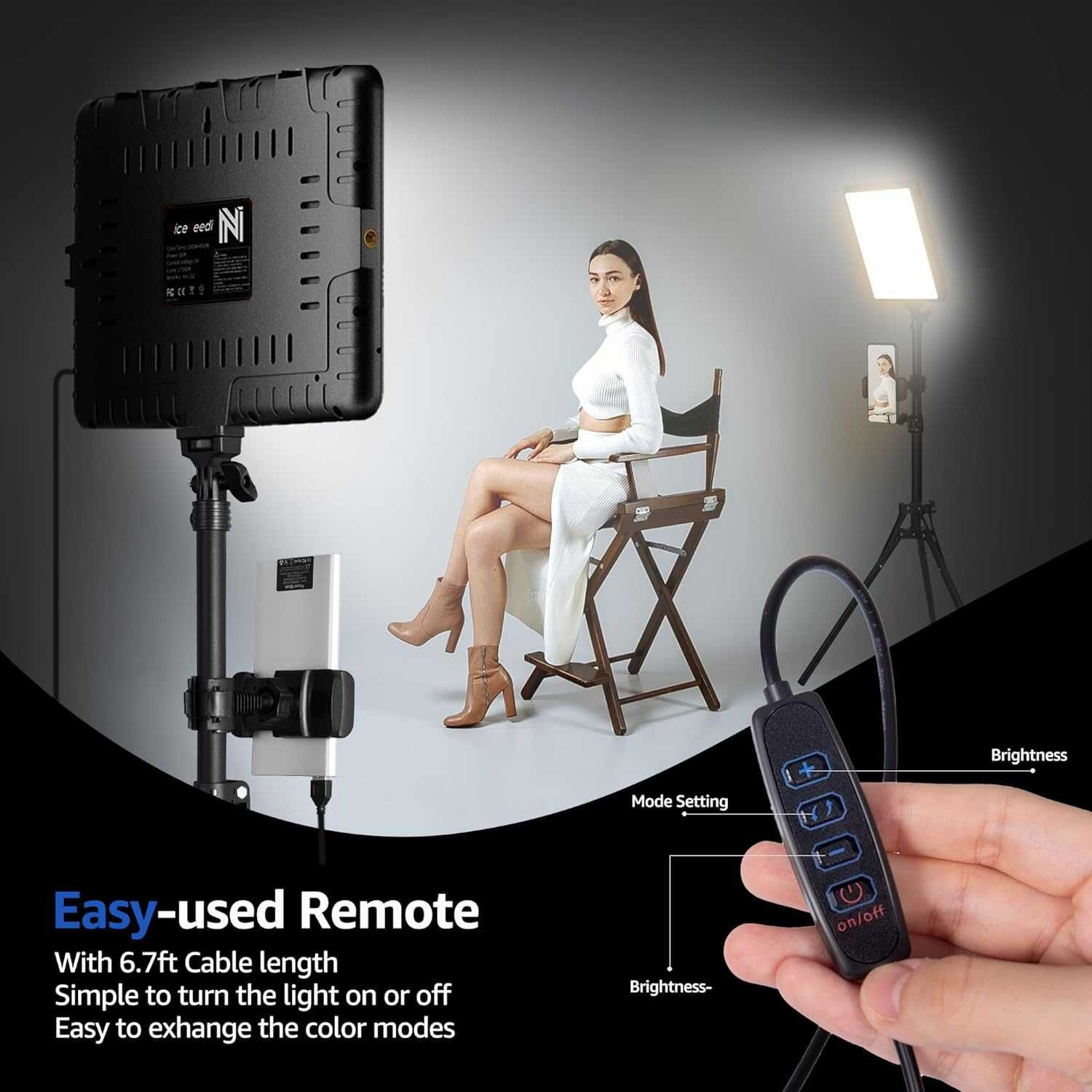 Zestaw 2 lamp wideo LED NiceVeedi Studio Light,