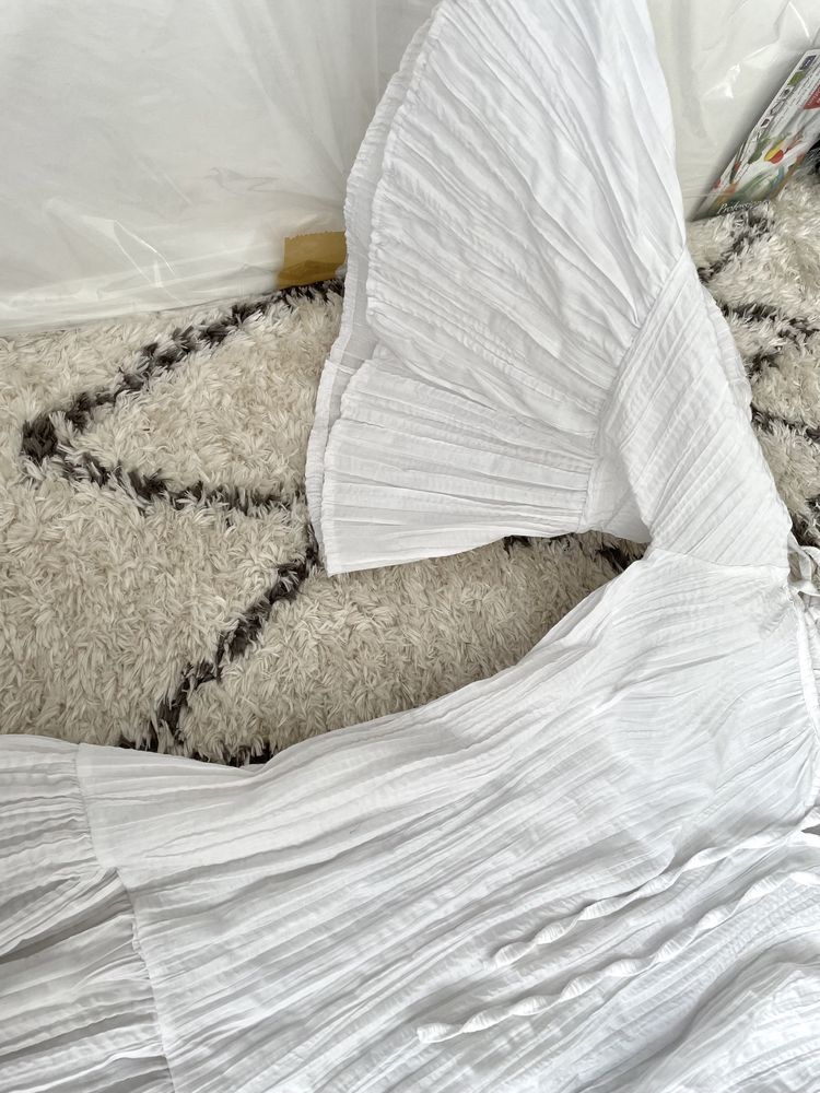 Sukienka biała boho z falbanami oversize 100% bawełna