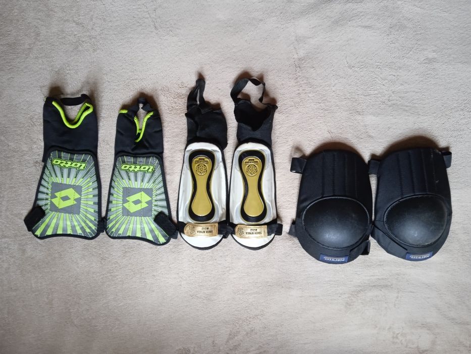 Боксёрские перчатки 6 oz+защита голени+футбольные щитки+наколенники