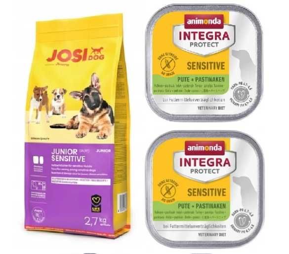 JOSERA JosiDog Junior Sensitive - karma 2,7 kg + mokra karma 150g x2