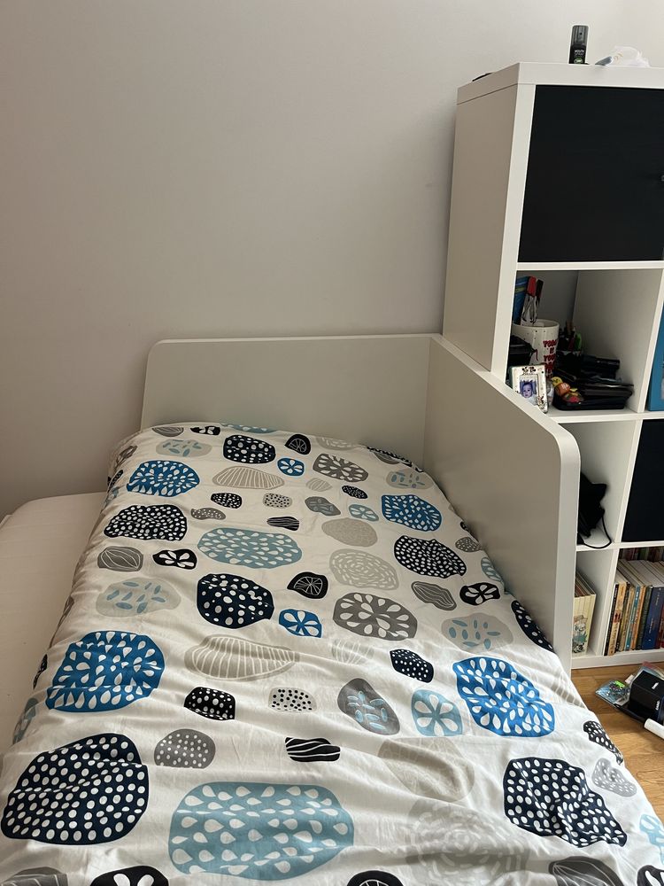 Cama solteira, com gaveta e arrumação