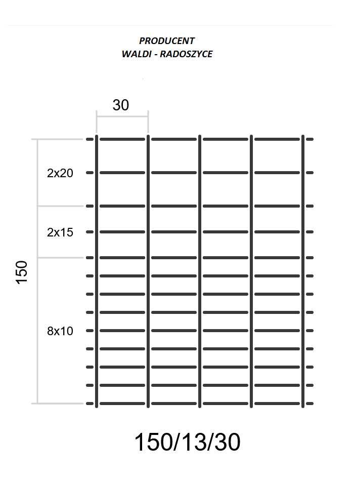 Siatka Leśna 150/13/30 L cena za rolkę 50mb PRODUCENT WALDI-RADOSZYCE