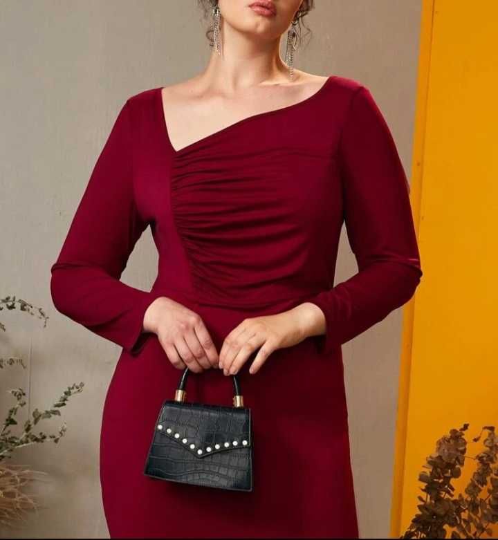 vestido tamanho grande vermelho escuro bordeux