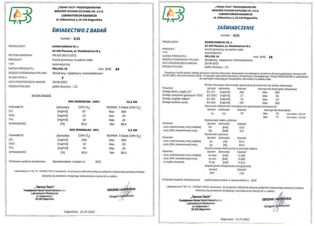 Kocioł na PELLET 24kW 5 KLASA/ ECODESIGN podwyższony standard A+ 300m2