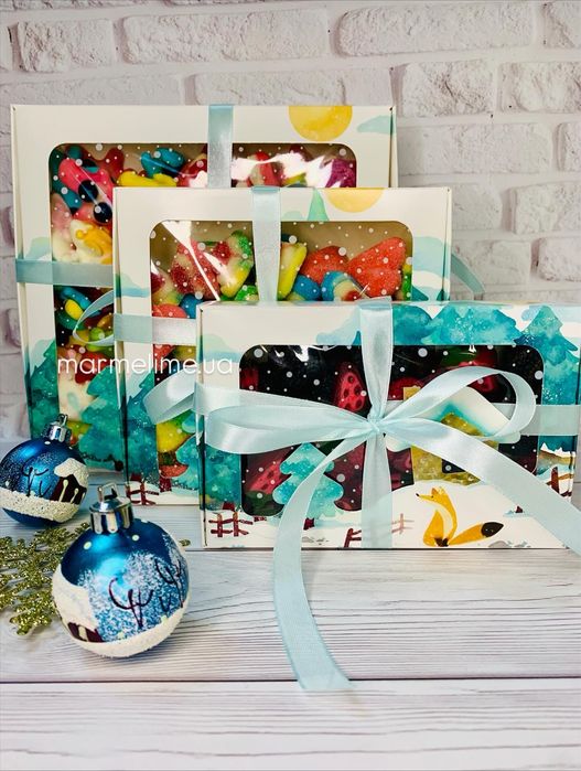 Новорічний Мармеладний желейний бокс подарунок желейки мармелад