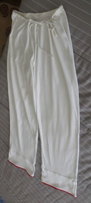 Pijama Woman Secret - Bege e orlas a vermelho - Tam. 36 - 100% algodão