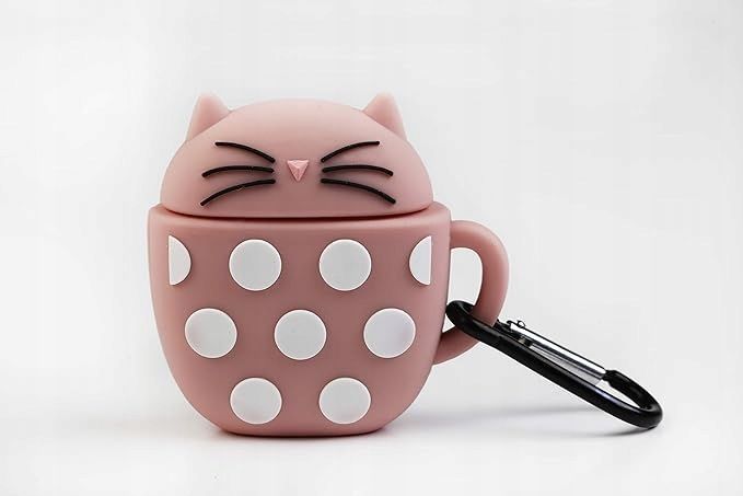pokrowiec na etui od słuchawek wondee airpods 1,2 różowy kot klips
