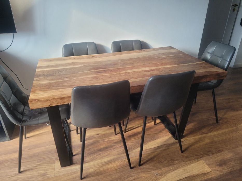 Stół z litego drewna sheesham palisander drewniane nogi