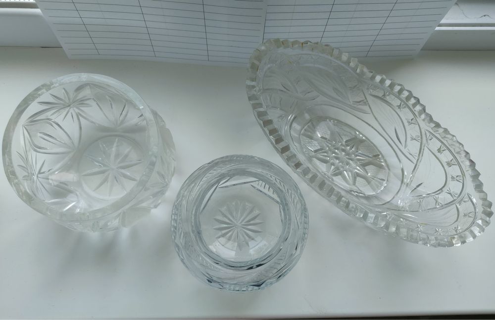 Салатники хрустальные киевского завода художественного стекла.