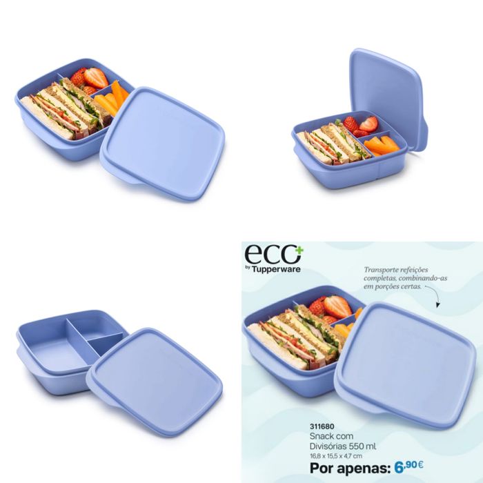 Caixa Snack com divisórias quadrada Tupperware