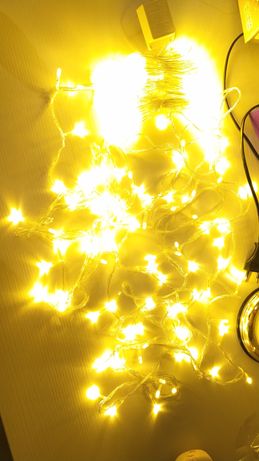 Гирлянда новогодняя 100 led ламп, 9 метров теплый свет, разные режимы