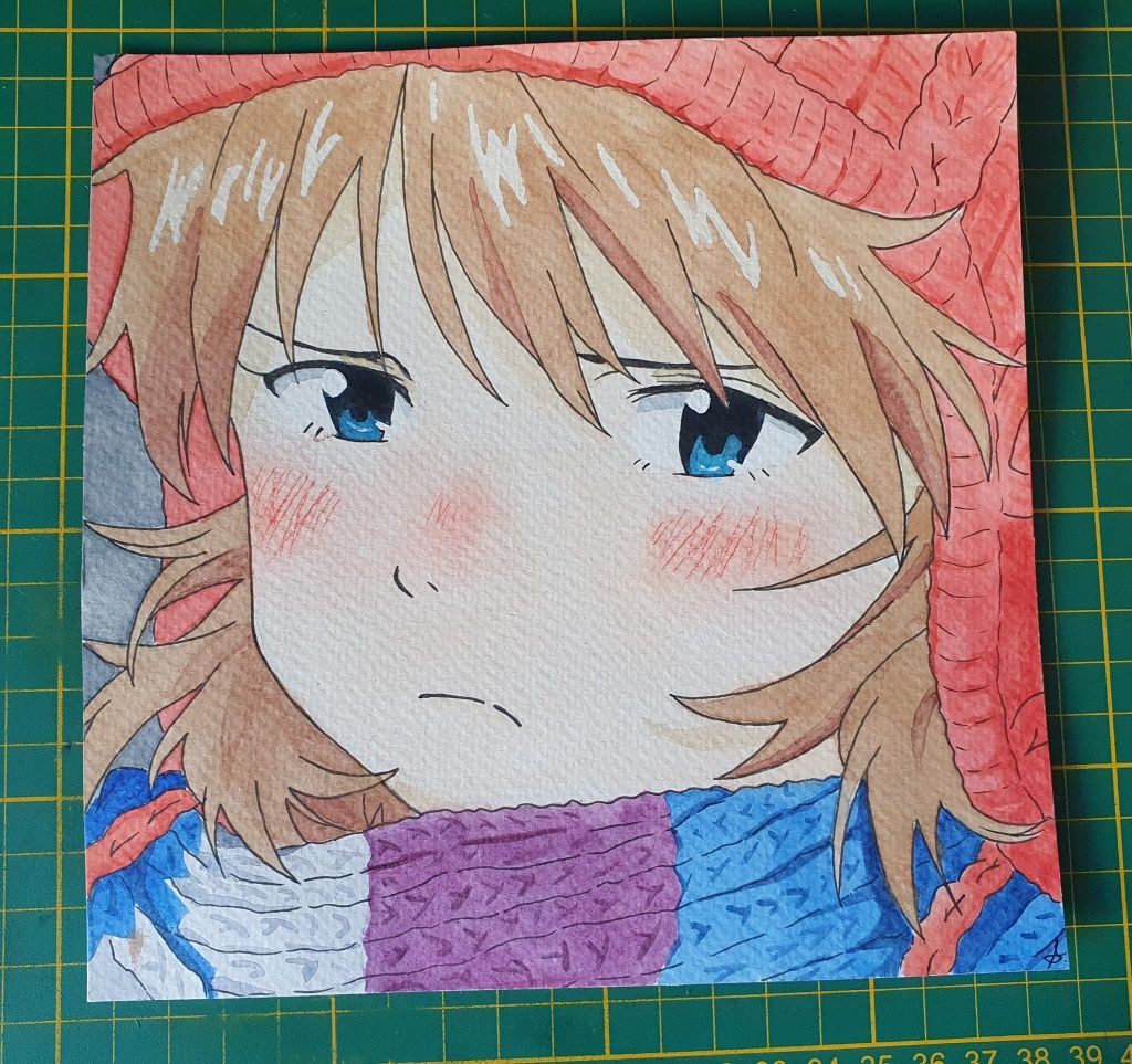 Obrazek akwarela 18cm x 18cm papier 300g/m  Asuka Langley Soryu