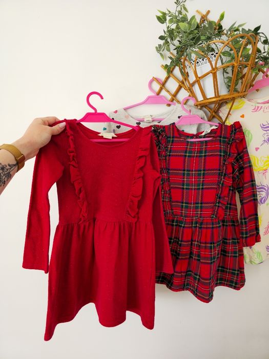 Zestaw 6 szt sukienka z długim rękawem H&M 110 116 przedszkole jednoro
