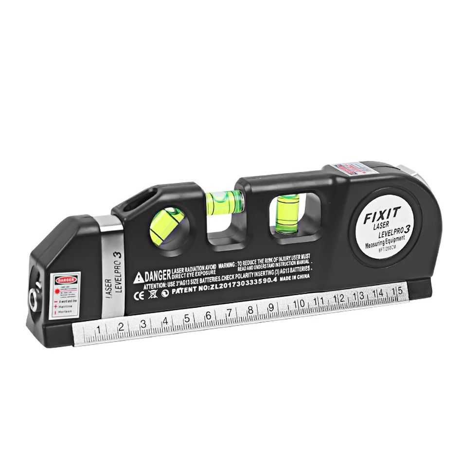 Poziomica laser z miarą 250cm LED czerwony laser 3 libele MAT-T-271
