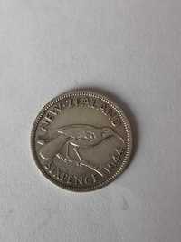 Монета 6 пенсів серебро 1944