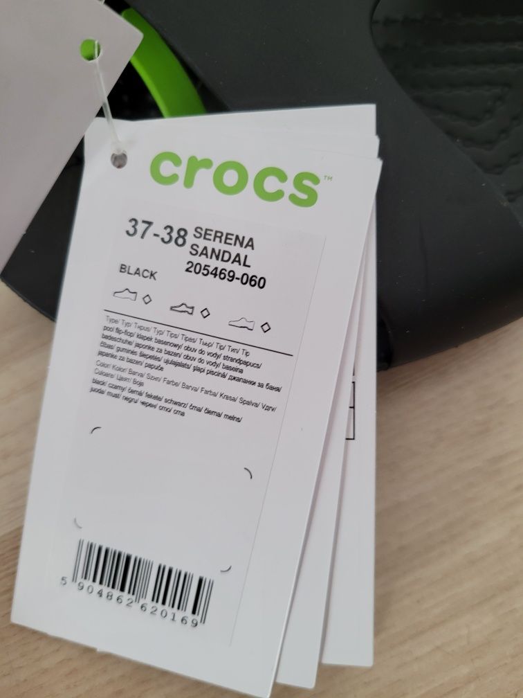 Sandały czarne crocs Serena nowe z metką sandal Iconic crocs 37-38