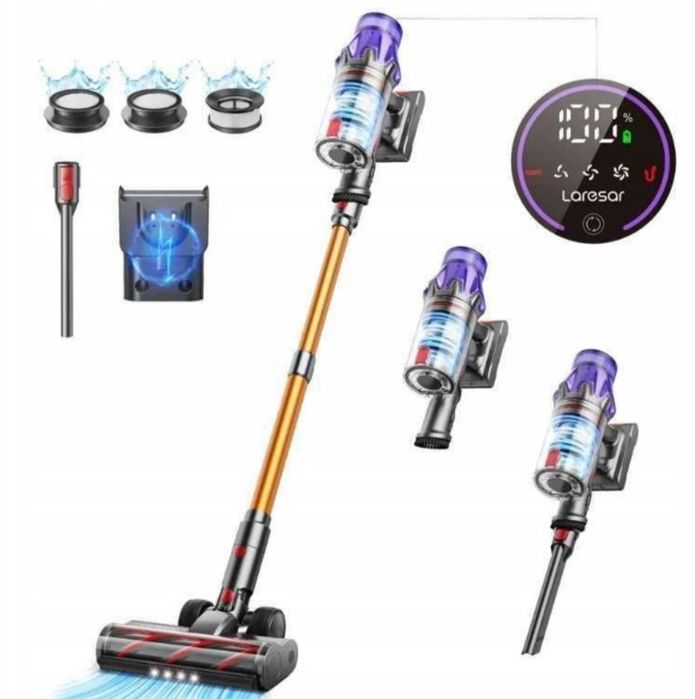 Odkurzacz pionowy bezprzewodowy Laresar V7 500W światło led jak Dyson!