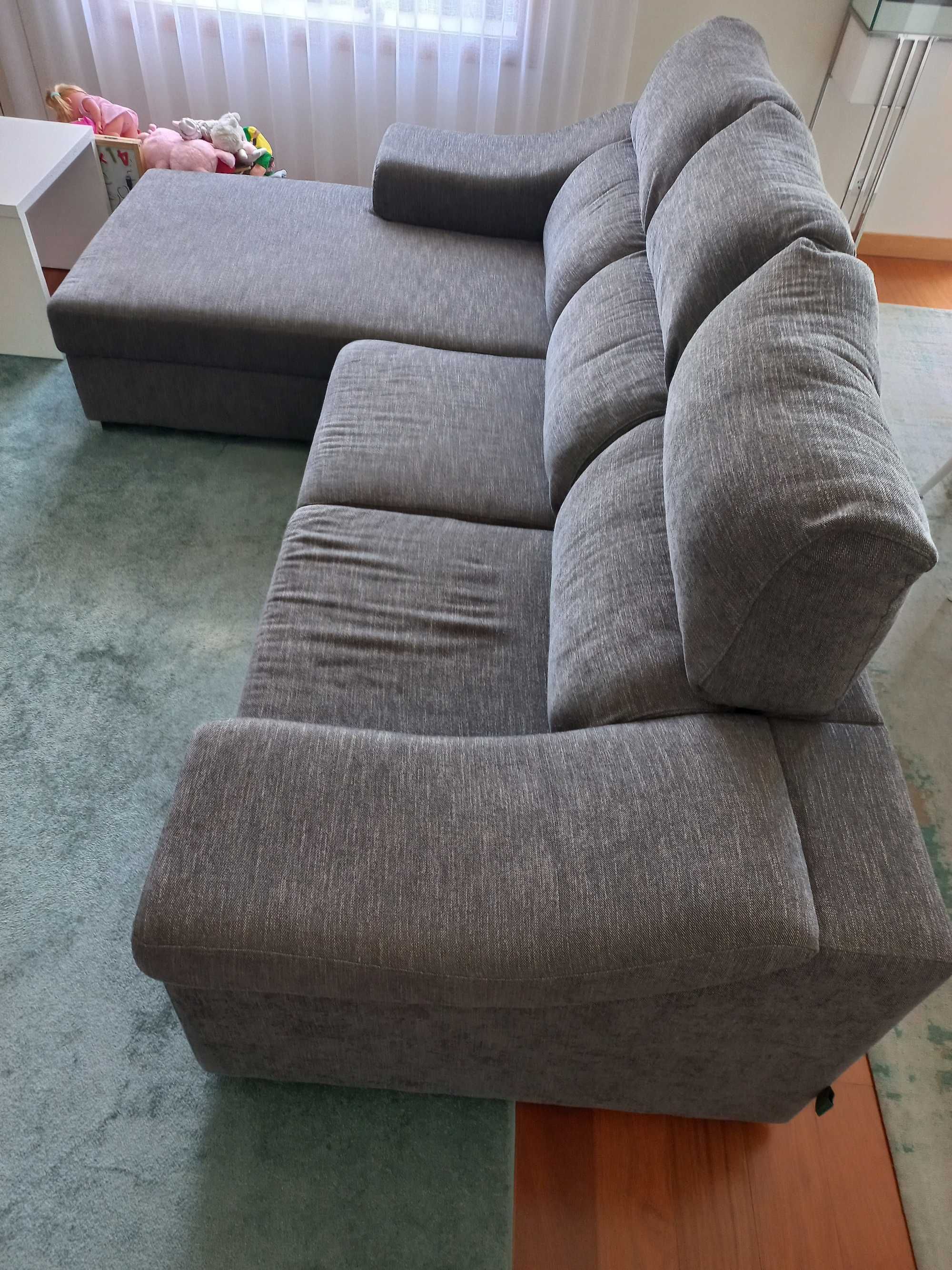 Sofa chaise long 4 lugares com encosto reclinável