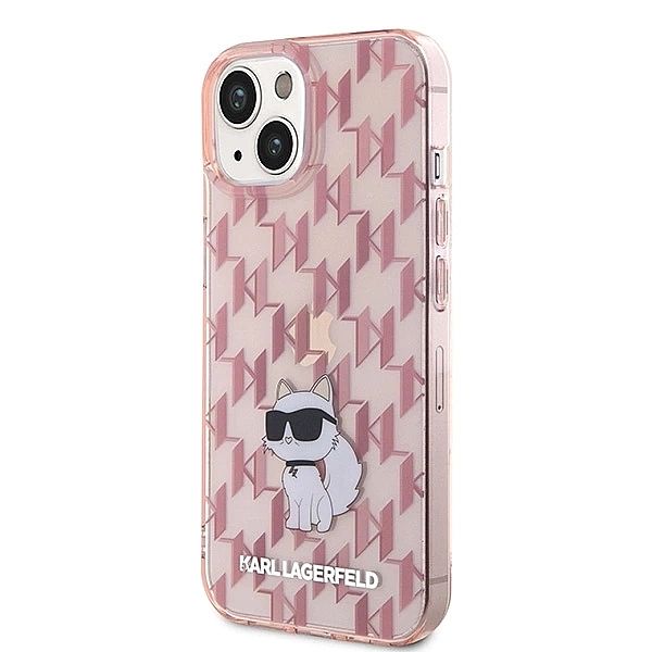 Etui Karl Lagerfeld Monogram Choupette na iPhone 15 - różowe