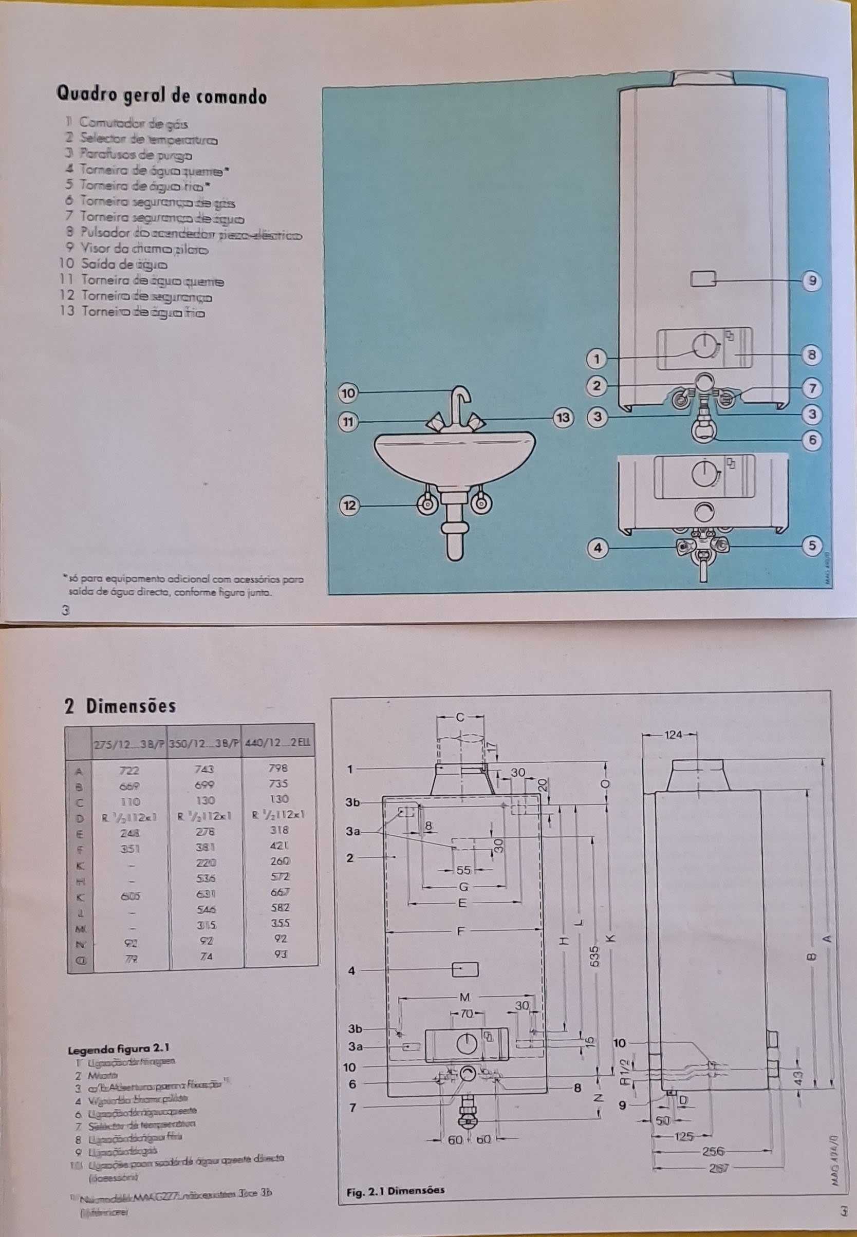 Esquentador Vaillant 17 litros (potência calorífica de 30,7 KW)