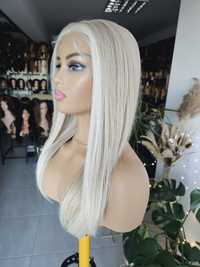 Peruka beżowy blond 3D Diana naturalny wygląd 50 cm lacefront