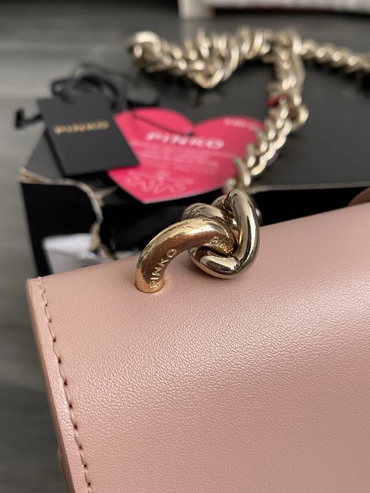 Pinko Love Mini Icon Simply C Vitello Seta skórzana torebka różowa