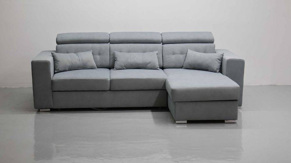 TMM NAROŻNIK funkcja spania pojemnik regulowane oparcie SOFA szara kol