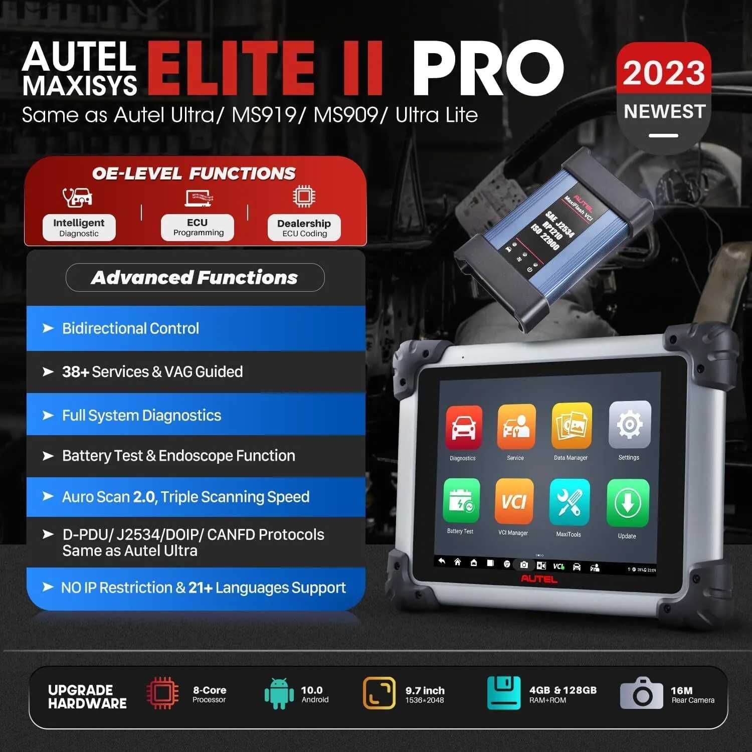 Autel MaxiSys MS Elite II PRO KIT+40 Funções Programação Online (NOVO)