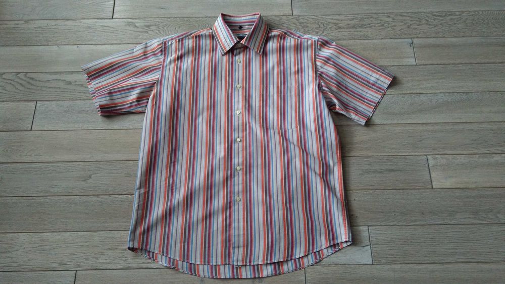 Ładna Koszula Męska L krótki rękaw w paski