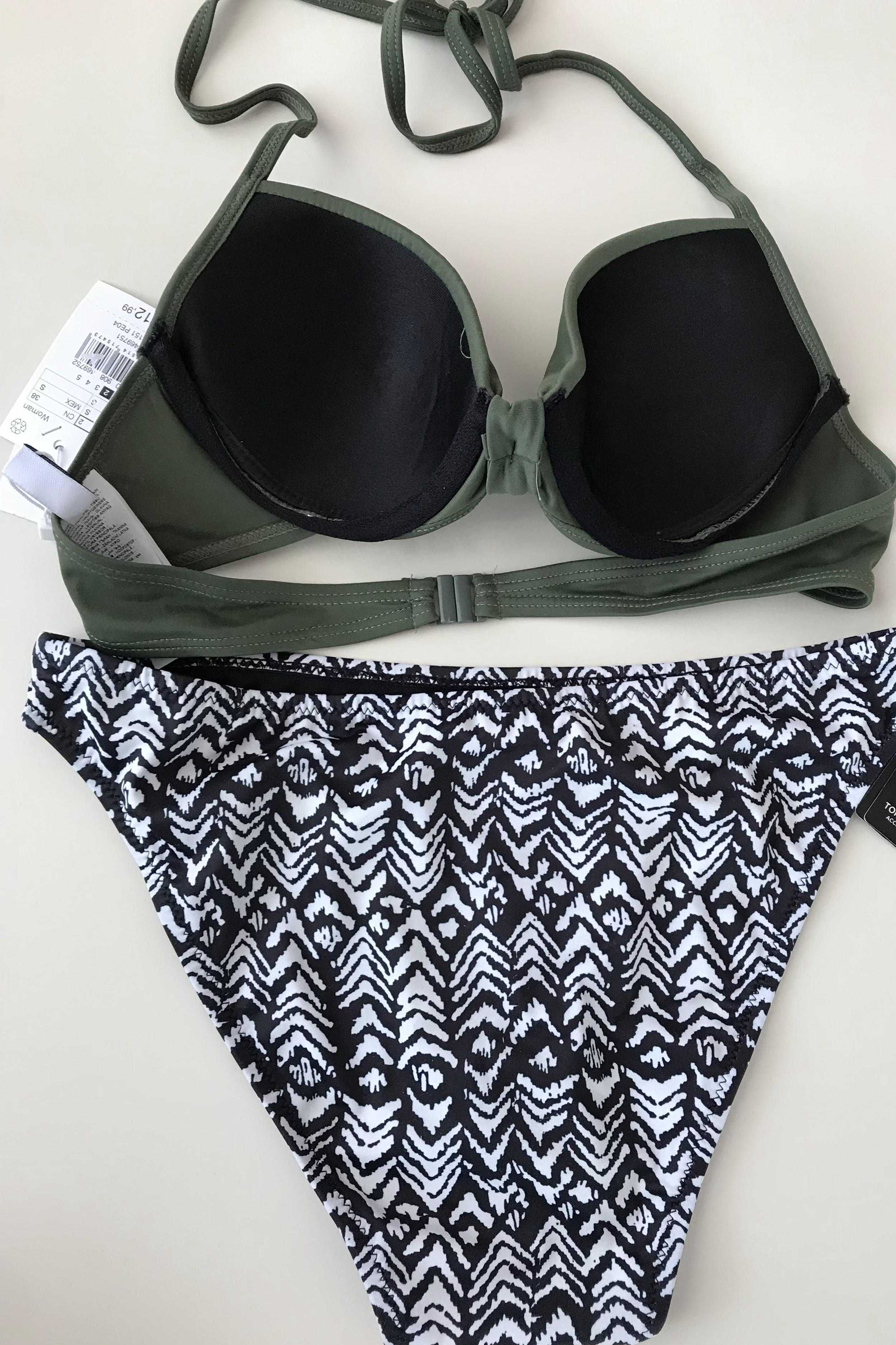 Bikini 36 S góra khaki OVS mała wada dół Top Secret w ciapki