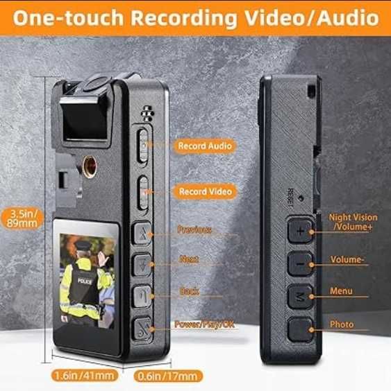 Kamera 1296P 64 GB z Noktowizorem IR Obiektywem 180° klipsy 3-sztuki