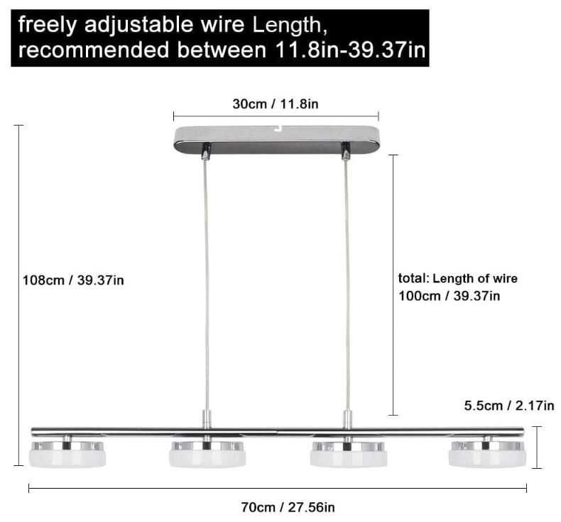 Poczwórna lampa wisząca LED 4x5W 70cm PADMA