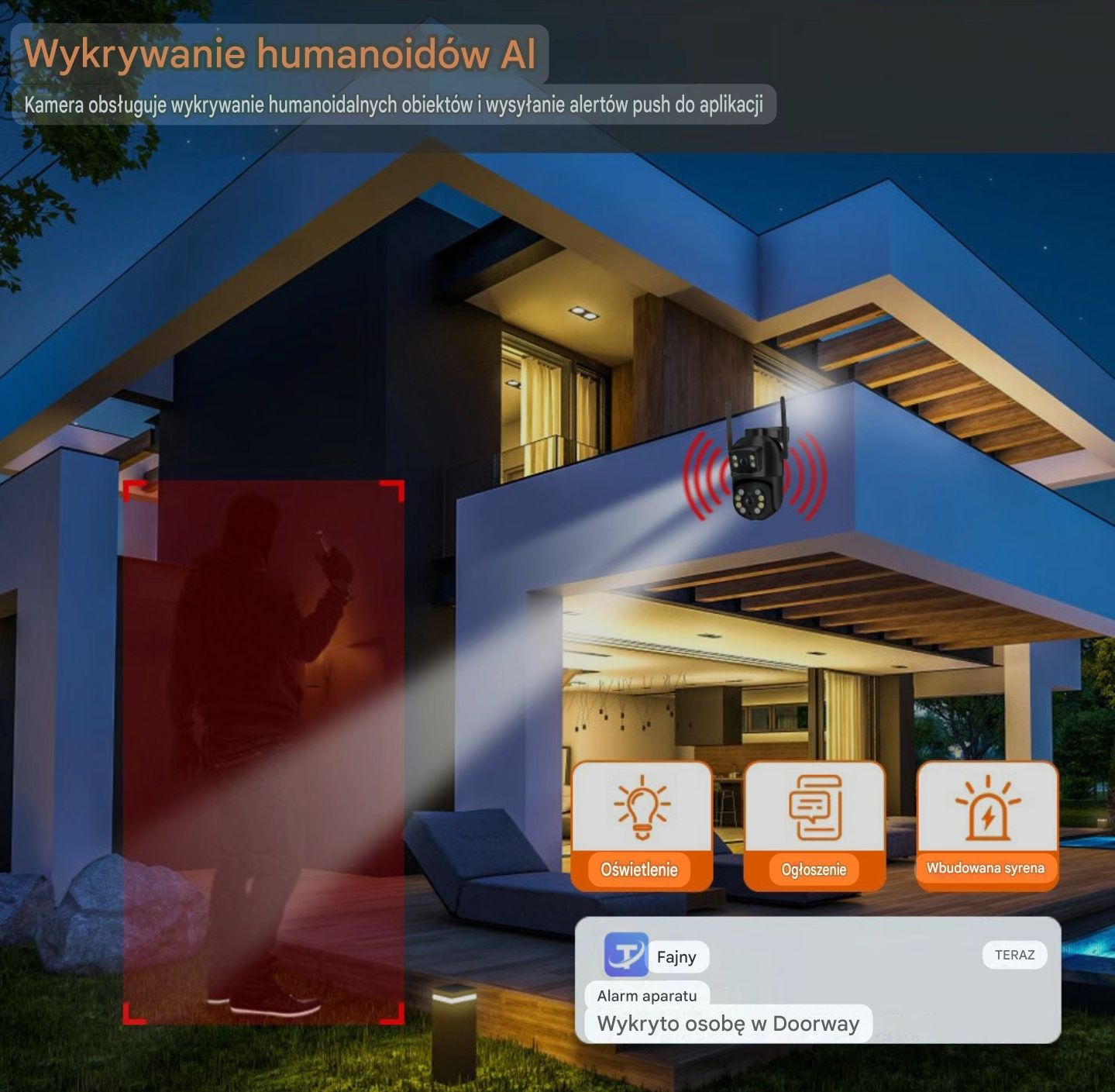 Kamera Wi-Fi 8MP 4K PTZ z podwójnym obiektywem i podwójnym ekranem