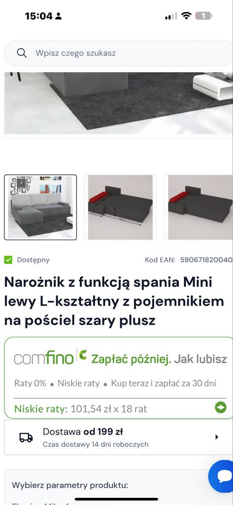 Narożnik z funkcją spania