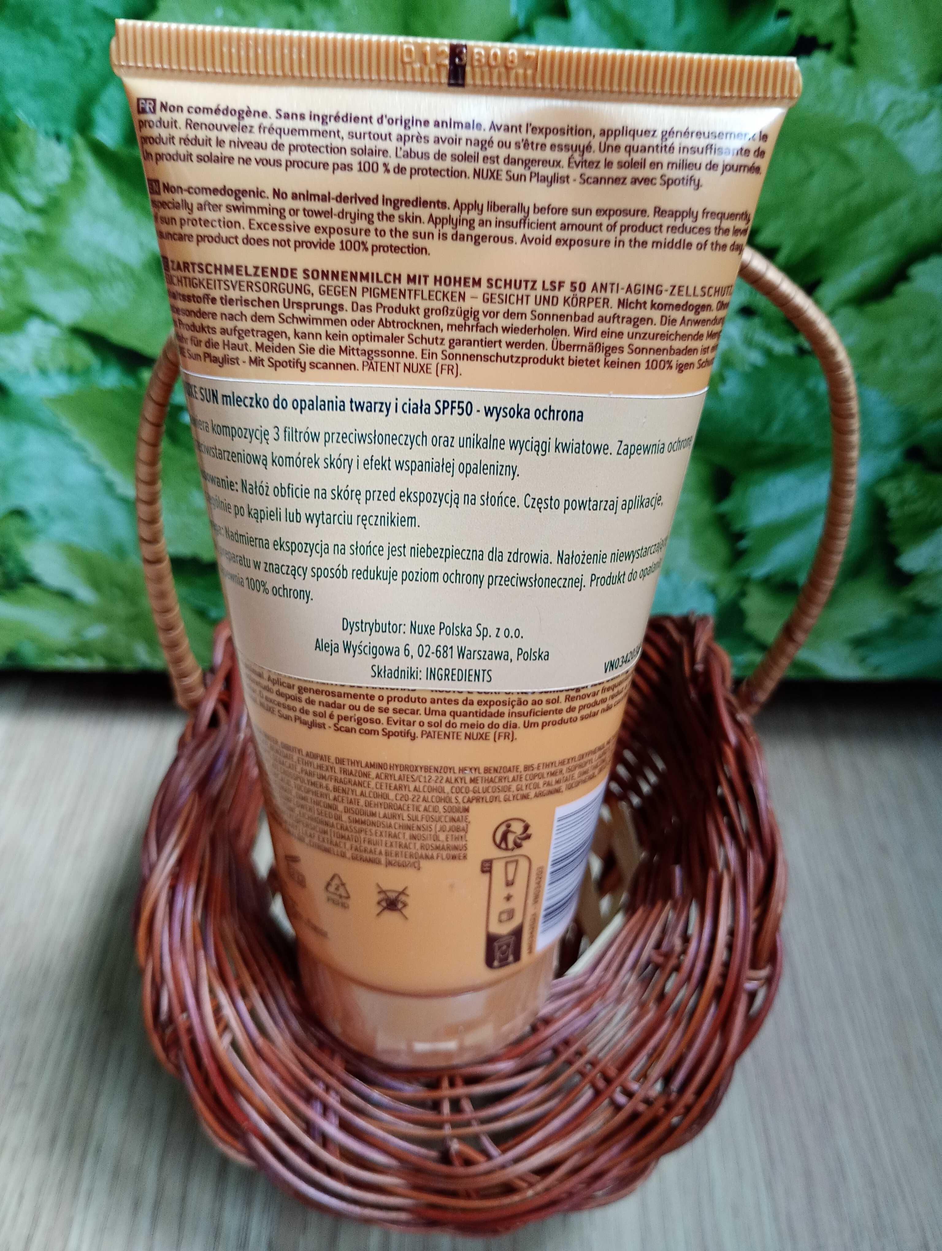 Nuxe sun SPF 50 mleczko do opalania twarzy i ciała 150 ml