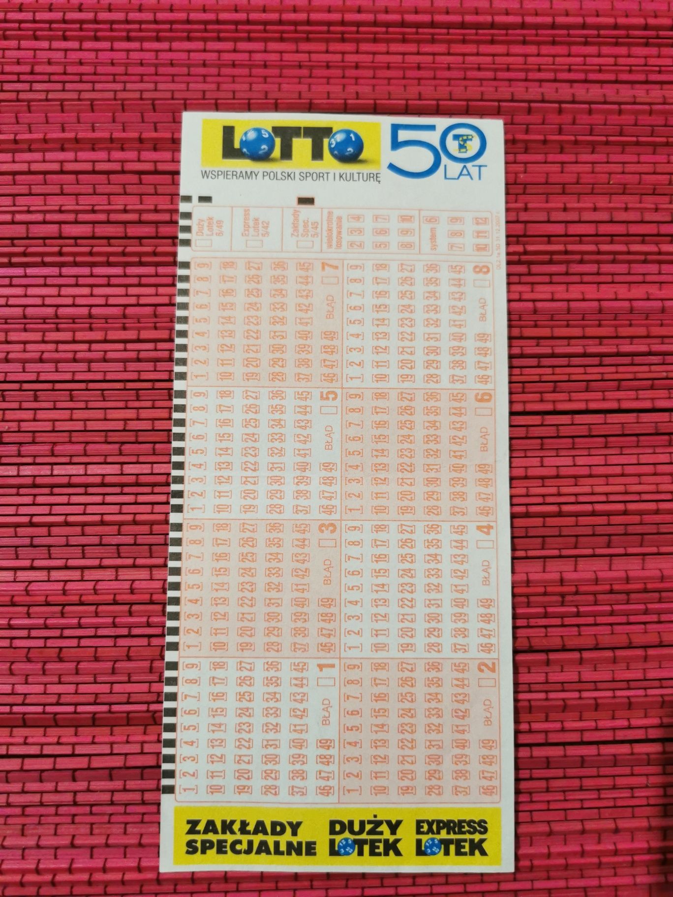 Kupon Lotto 50 lat dla kolekcjonera.